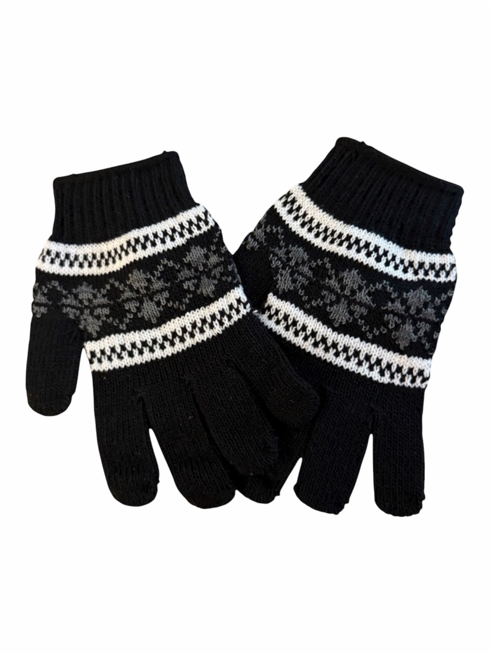NWOT Black and White Knit Gloves - NWOT